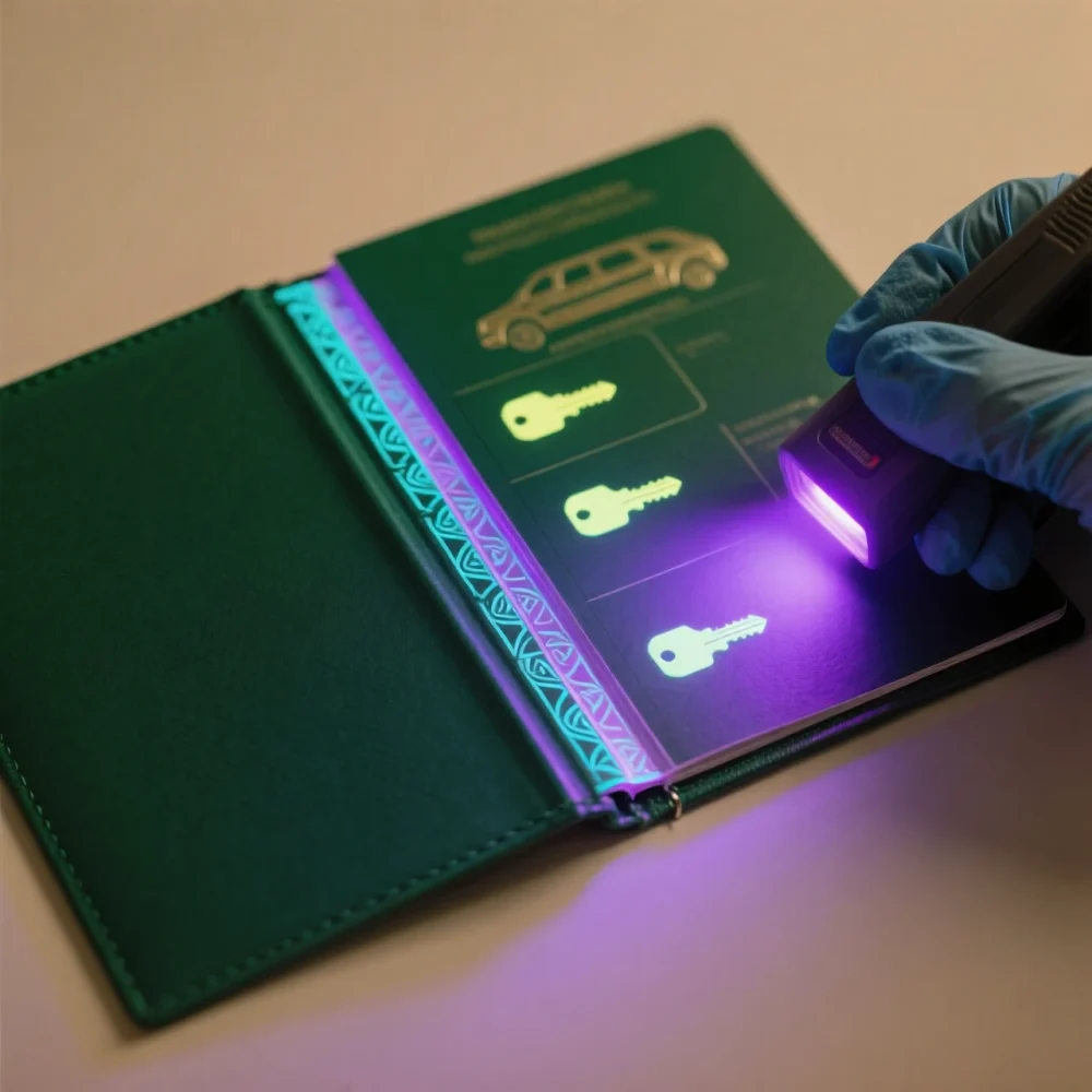 如何用紫光灯识别假登记证？